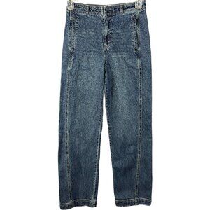 HABITUAL Jeans Women’s 4/27 Medium Wash Denim Carpenter Workwear Buckle Back